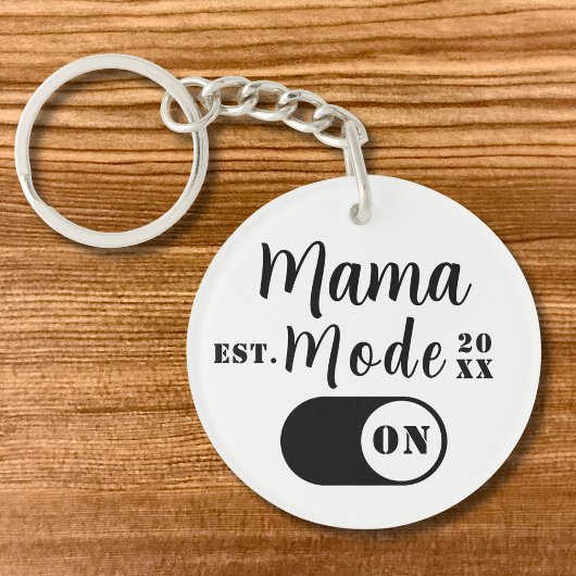 Mama Mode ON Keepsake, Est Year Custom Mom  キーホルダー