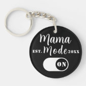 Mama Mode ON Keepsake, Est Year, Custom Mom Black  キーホルダー (正面)