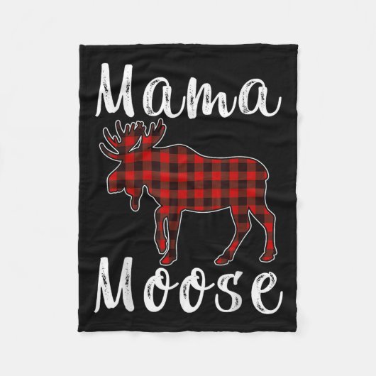 Mama Moose Family Christmas Pajama Red&amp; Black  フリースブランケット (正面)
