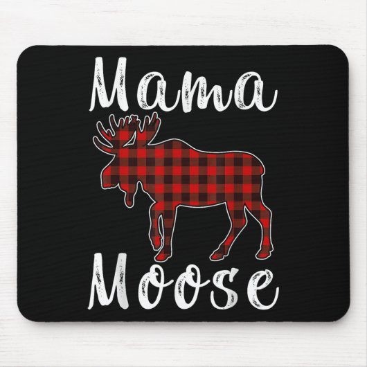 Mama Moose Family Christmas Pajama Red&amp; Black  マウスパッド (正面)