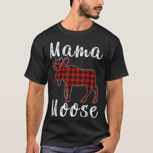 Mama Moose Family Christmas Pajama Red& Black Tシャツ (正面)