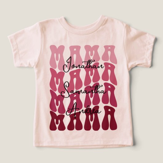 Mama Mother's Day Custom Kids Names Groovy Retro (デザイン正面)