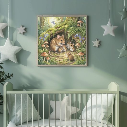 Mama Mouse and Her Adorable Babies Nursery ポスター
