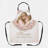 Mama — My First Home | Mother & Daughter Floral Tr エプロン (正面)