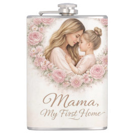 Mama — My First Home | Mother & Daughter Floral Tr フラスク