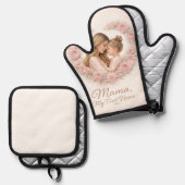 Mama — My First Home | Mother & Daughter Floral Tr 鍋つかみ&鍋敷きセット (正面/裏面)