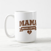 MAMA Needs Coffee Brown White Heart Coffee Bean コーヒーマグカップ (左)