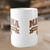 MAMA Needs Coffee Brown White Heart Coffee Bean コーヒーマグカップ