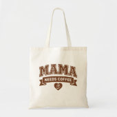 MAMA Needs Coffee Brown White Heart Coffee Bean トートバッグ (正面)