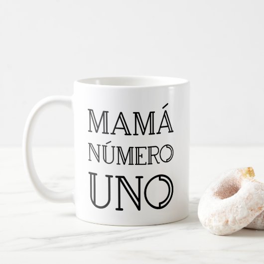 Mamá Número Unoのモダンで幾何学的なタイポグラフィ コーヒーマグカップ (ドーナツ)
