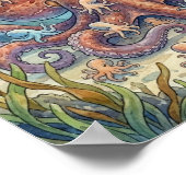 Mama Octopus and Babies Nursery ポスター (角)