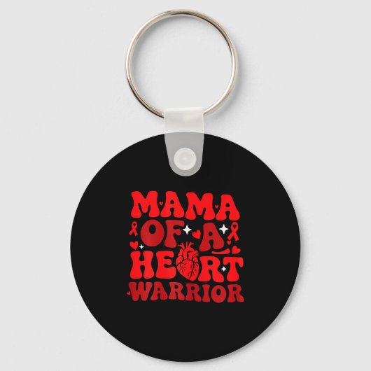 Mama Of A Heart Warrior Chd Awareness Heart Diseas キーホルダー (正面)