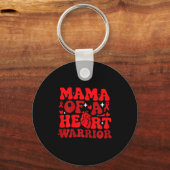 Mama Of A Heart Warrior Chd Awareness Heart Diseas キーホルダー (正面)