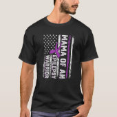 Mama of a Warrior Epilepsy Purple Ribbon Support U Tシャツ (正面)