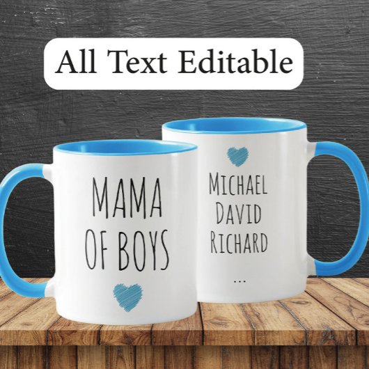 Mama of Boys Custom Names - Heartfelt Gift for Mom マグカップ