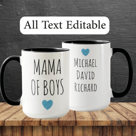 Mama of Boys Custom Names - Heartfelt Gift for Mom マグカップ