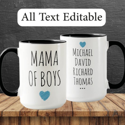 Mama of Boys Custom Names - Heartfelt Gift for Mom マグカップ