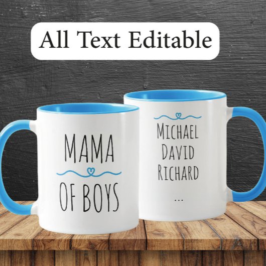 Mama of Boys Custom Names - Heartfelt Gift for Mom マグカップ