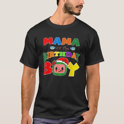 Mama Of The Birthday Boy Funny Melon Family Matchi Tシャツ (正面)