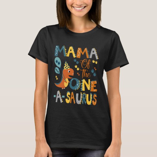 Mama of The One-A-Saurus 1St Birthday Dinosaur Par Tシャツ (正面)