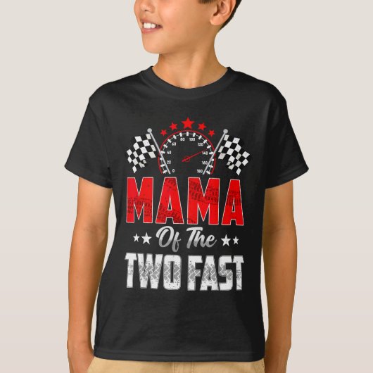 Mama Of The Two Fast 2nd Birthday Racing Car Famil Tシャツ (正面)