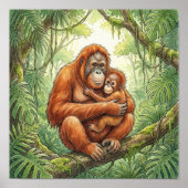 Mama Orangutan and Baby Nursery ポスター (正面)