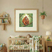 Mama Orangutan and Baby Nursery ポスター