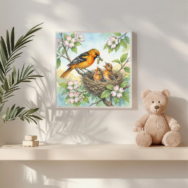 Mama Oriole and Chicks Nursery ポスター