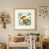 Mama Oriole and Chicks Nursery ポスター