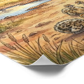 Mama Ostrich and Chicks Nursery Poster ポスター (角)