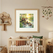 Mama Otter and Pups Nursery ポスター