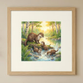 Mama Otter and Pups Nursery ポスター