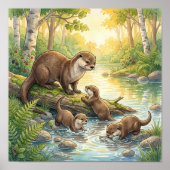 Mama Otter and Pups Nursery ポスター (正面)