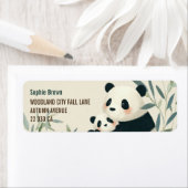Mama Panda& Cub Cute Animals Return Address ラベル (インサイチュ)
