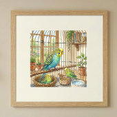 Mama Parekeet and Chicks Nursery ポスター
