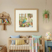Mama Parekeet and Chicks Nursery ポスター