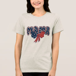 MAMA - Patriotic 4th of 7月の星とボウPNG トライブレンドＴシャツ