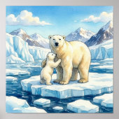 Mama Polar Bear and Cub Nursery ポスター (正面)
