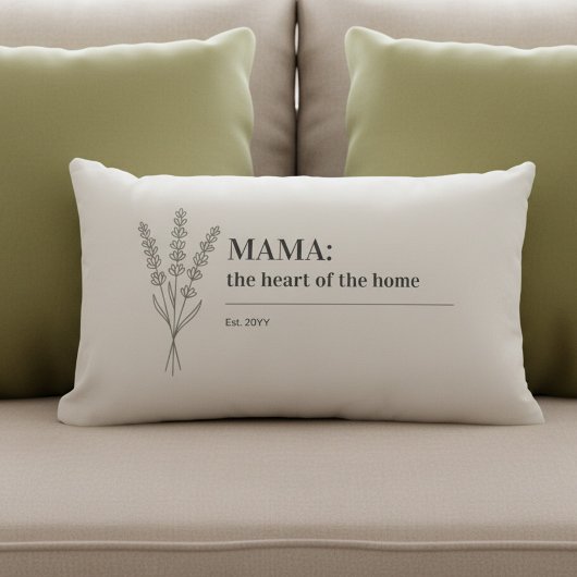 Mama Quote Heart of the Home Minimalist ランバークッション