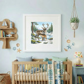 Mama Reindeer and Calf Nursery ポスター