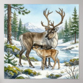 Mama Reindeer and Calf Nursery ポスター (正面)