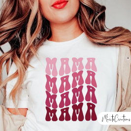 Mama Retro Lettering, Wavy Text, Mother's Day Tシャツ