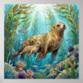 Mama Sea Lion and Pup Nursery ポスター (正面)