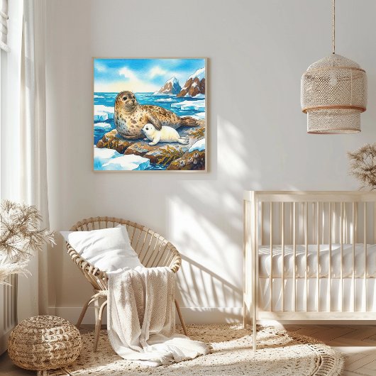 Mama Seal and Pup Nursery ポスター