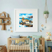 Mama Seal and Pup Nursery ポスター
