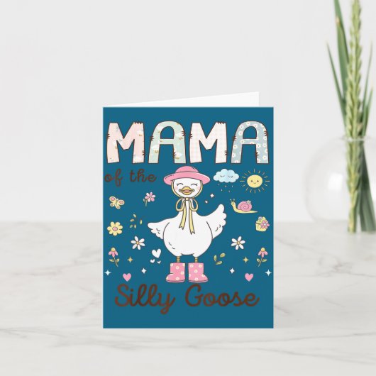 Mama Silly Goose First Birthday Illustration カード (正面)