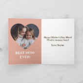 Mama Slothとベビー母の日のハートの形をした写真 カード (内部)