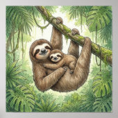 Mama Sloth and Baby Nursery ポスター (正面)
