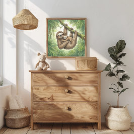 Mama Sloth and Baby Nursery ポスター
