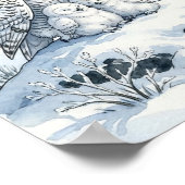 Mama Snowy Owl and Owlets Nursery ポスター (角)